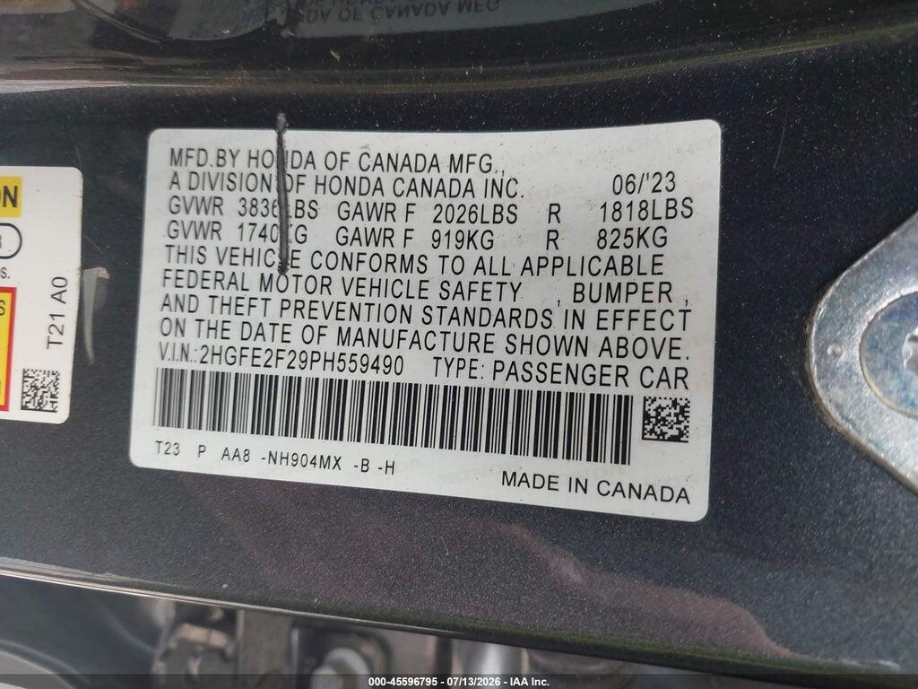 2HGFE2F29PH559490 2023 HONDA CIVIC photo no. 9