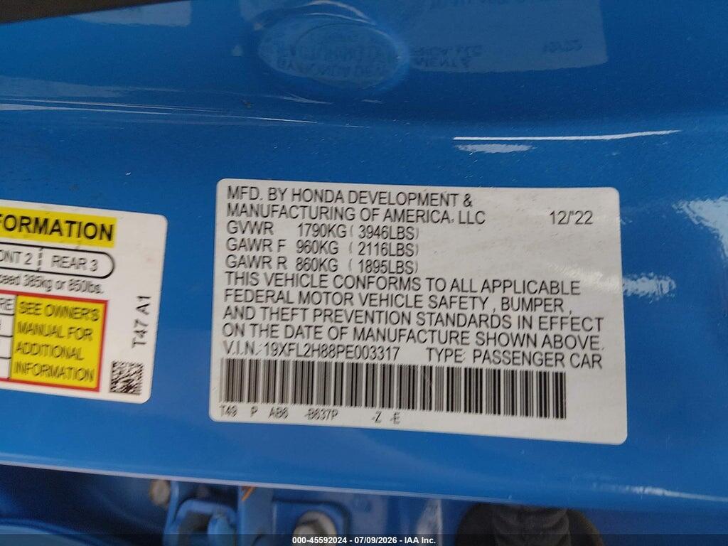 19XFL2H88PE003317 2023 HONDA CIVIC photo no. 9