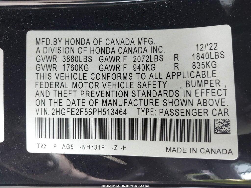 2HGFE2F56PH513464 2023 HONDA CIVIC photo no. 9