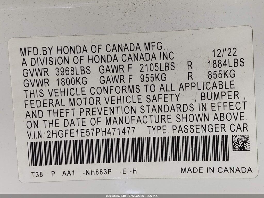 2HGFE1E57PH471477 2023 HONDA CIVIC SI photo no. 9