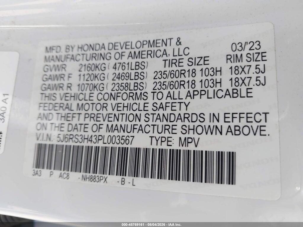5J6RS3H43PL003567 2023 HONDA CR-V photo no. 9