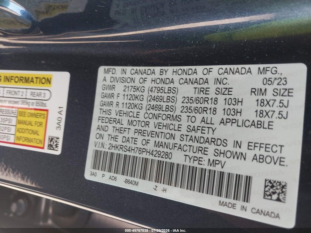 2HKRS4H76PH429280 2023 HONDA CR-V photo no. 9