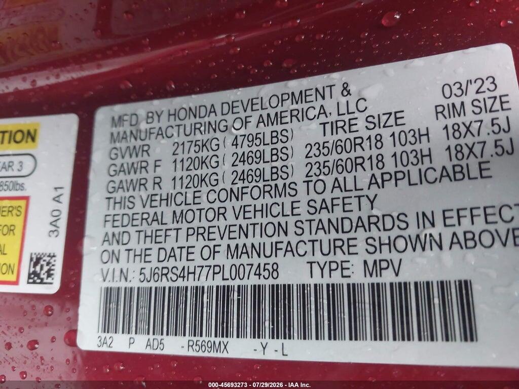 5J6RS4H77PL007458 2023 HONDA CR-V photo no. 9