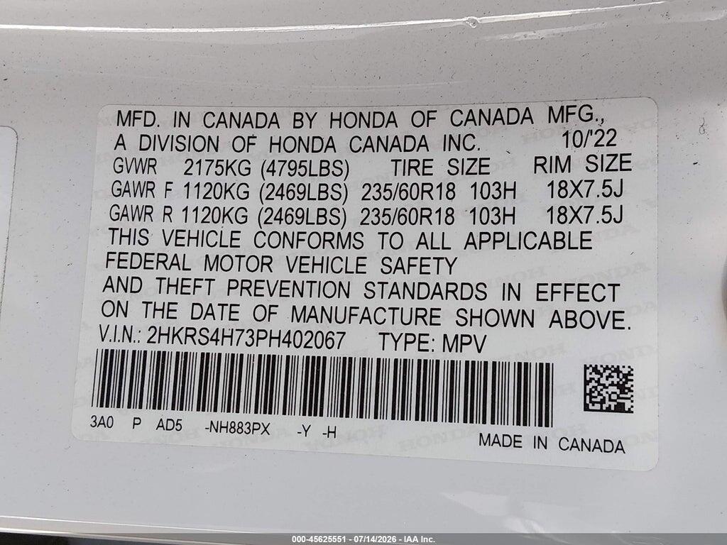 2HKRS4H73PH402067 2023 HONDA CR-V photo no. 9