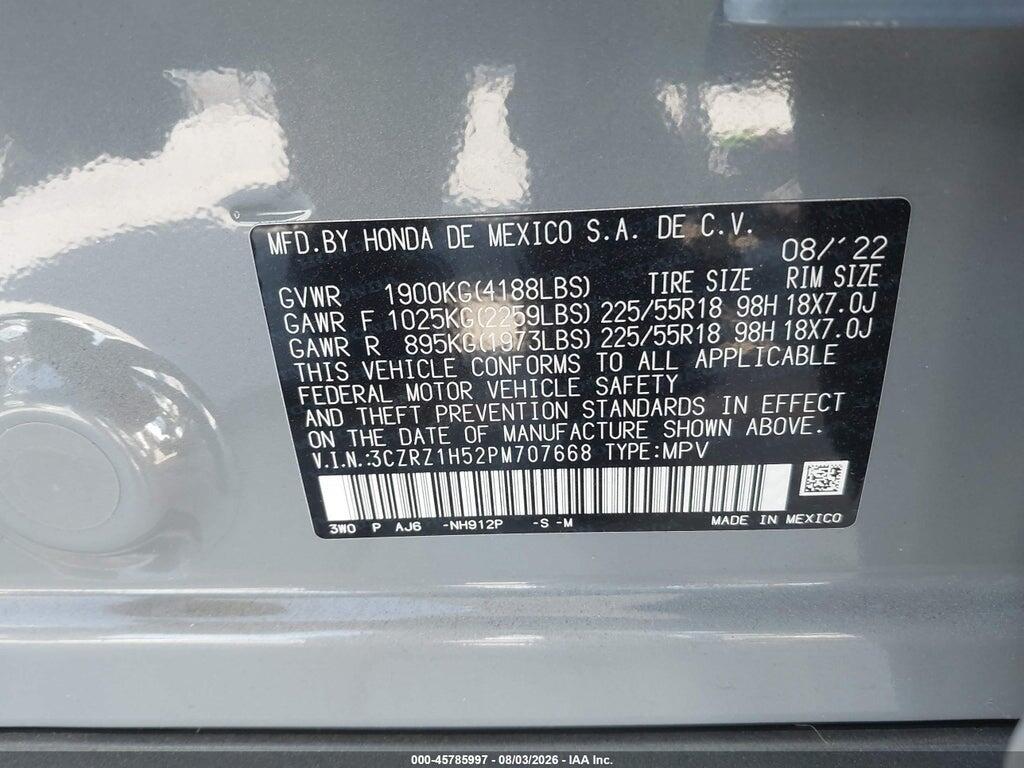 3CZRZ1H52PM707668 2023 HONDA HR-V photo no. 9