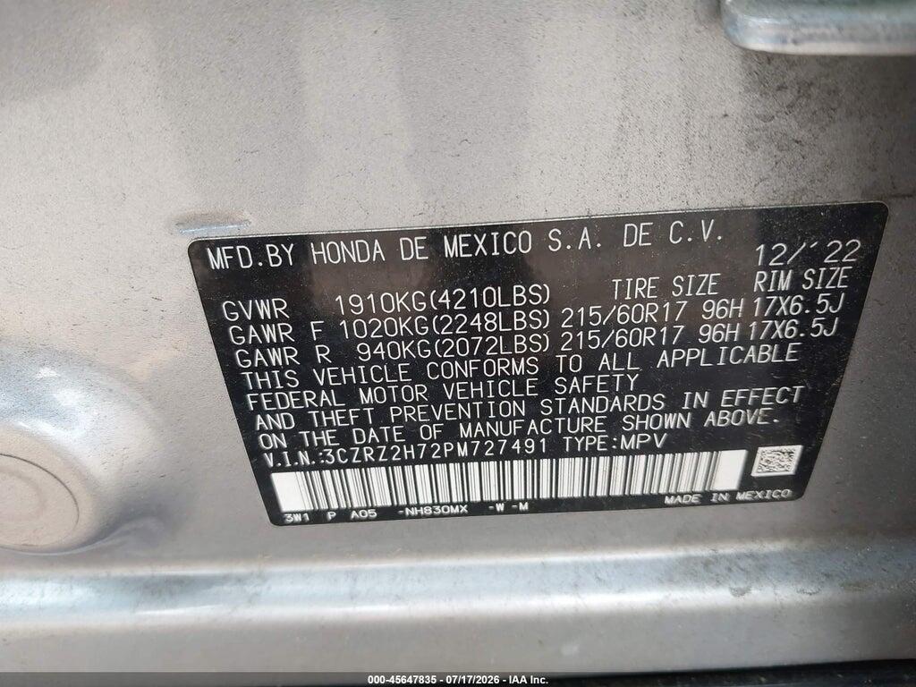 3CZRZ2H72PM727491 2023 HONDA HR-V photo no. 9
