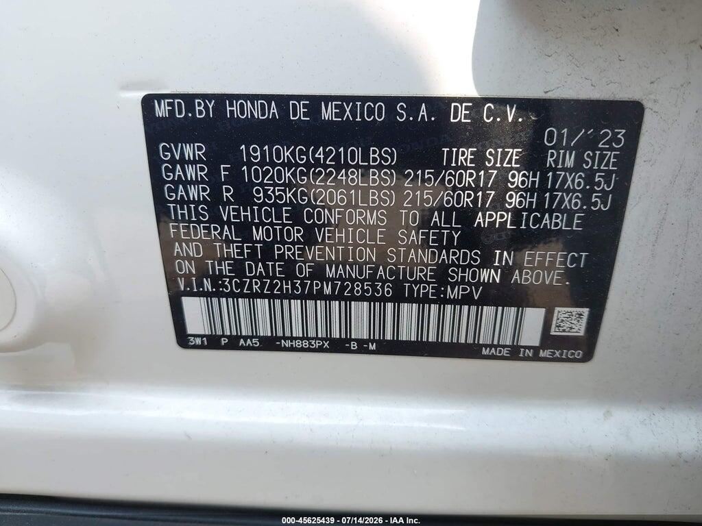 3CZRZ2H37PM728536 2023 HONDA HR-V photo no. 9