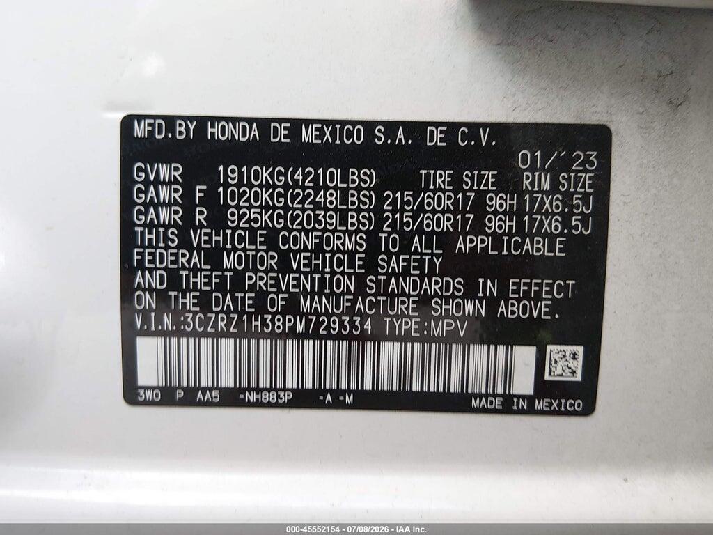 3CZRZ1H38PM729334 2023 HONDA HR-V photo no. 9