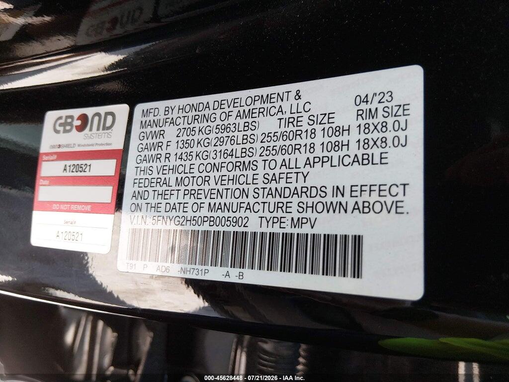 5FNYG2H50PB005902 2023 HONDA PILOT photo no. 9