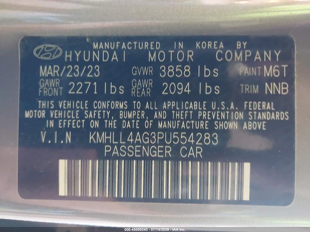 KMHLL4AG3PU554283 2023 HYUNDAI ELANTRA photo no. 9