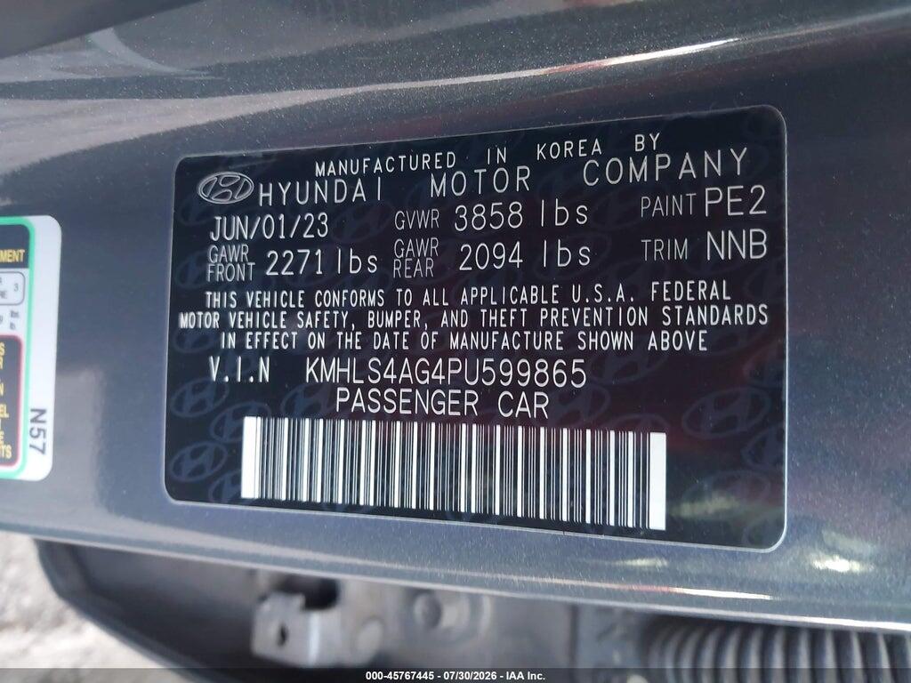 KMHLS4AG4PU599865 2023 HYUNDAI ELANTRA photo no. 9