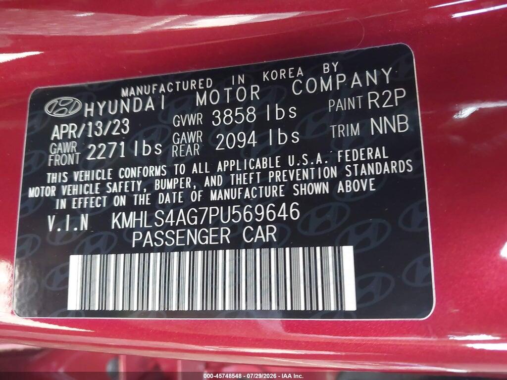 KMHLS4AG7PU569646 2023 HYUNDAI ELANTRA photo no. 9