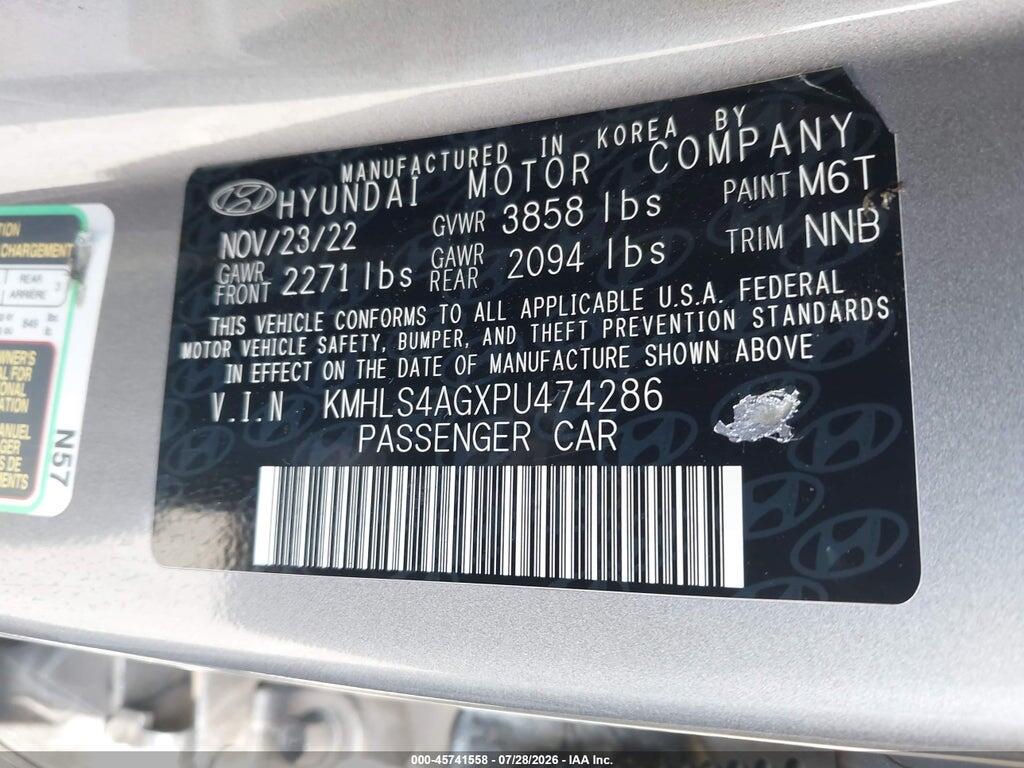 KMHLS4AGXPU474286 2023 HYUNDAI ELANTRA photo no. 9