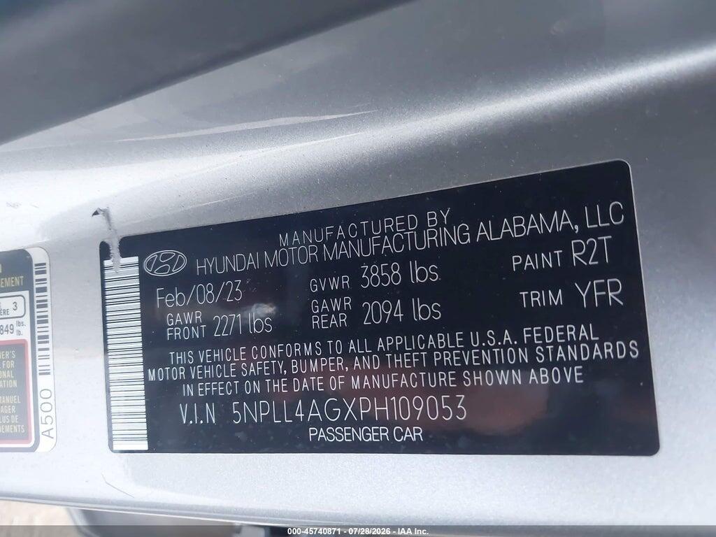 5NPLL4AGXPH109053 2023 HYUNDAI ELANTRA photo no. 9