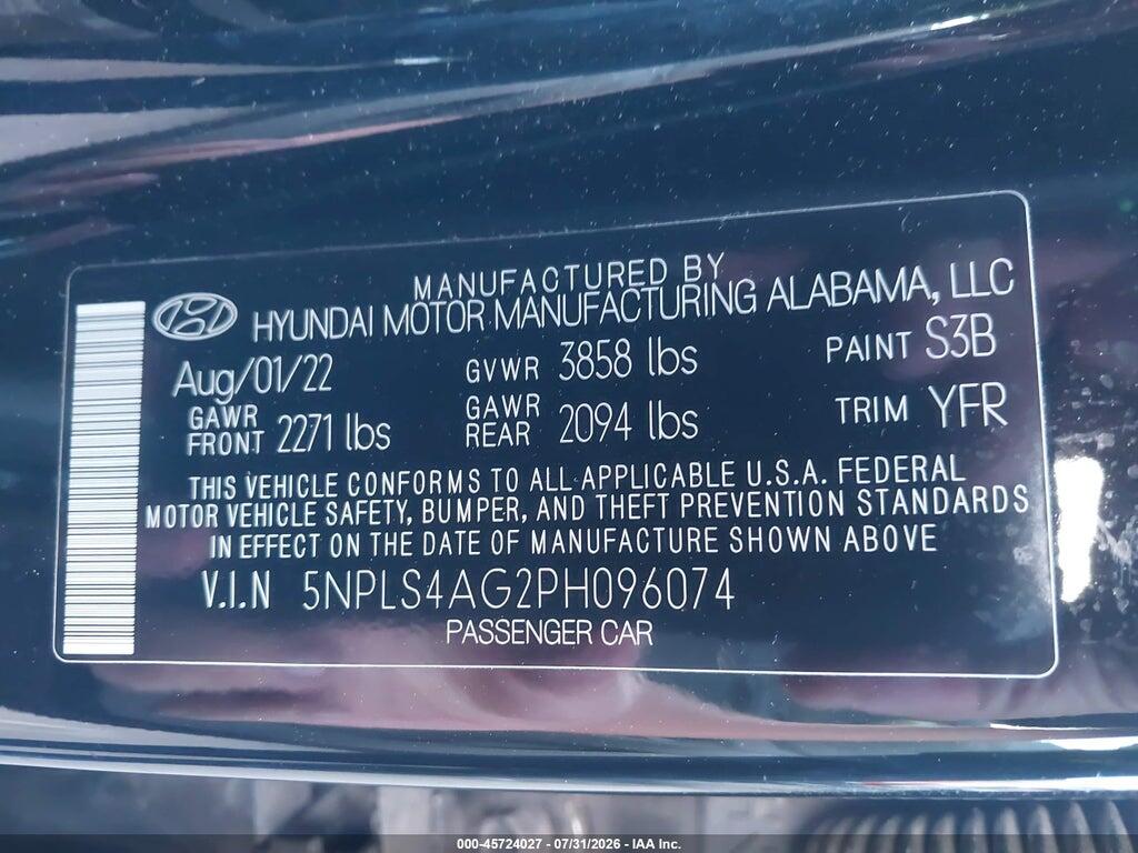 5NPLS4AG2PH096074 2023 HYUNDAI ELANTRA photo no. 9