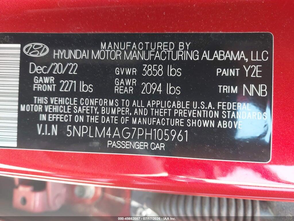 5NPLM4AG7PH105961 2023 HYUNDAI ELANTRA photo no. 9