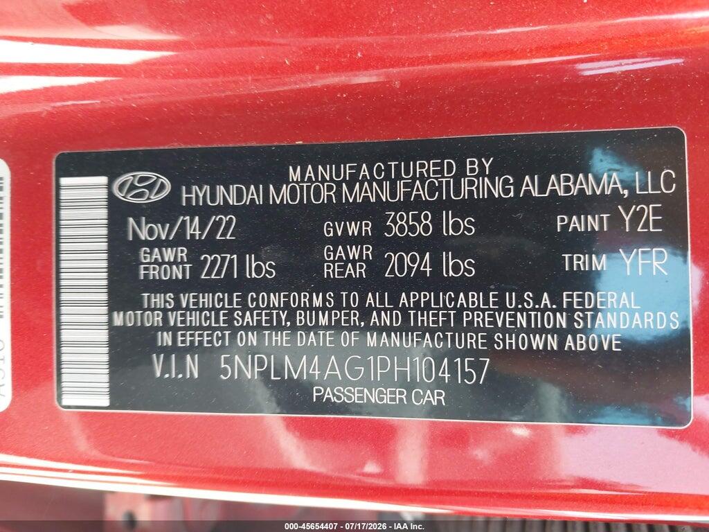 5NPLM4AG1PH104157 2023 HYUNDAI ELANTRA photo no. 9
