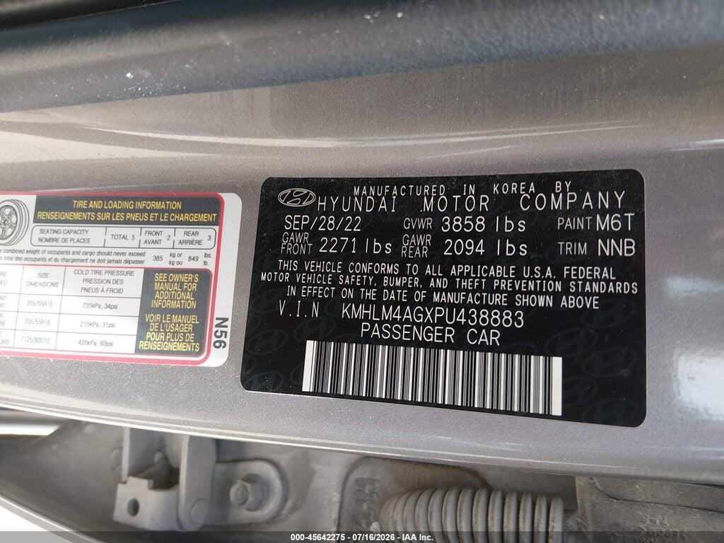 KMHLM4AGXPU438883 2023 HYUNDAI ELANTRA photo no. 9