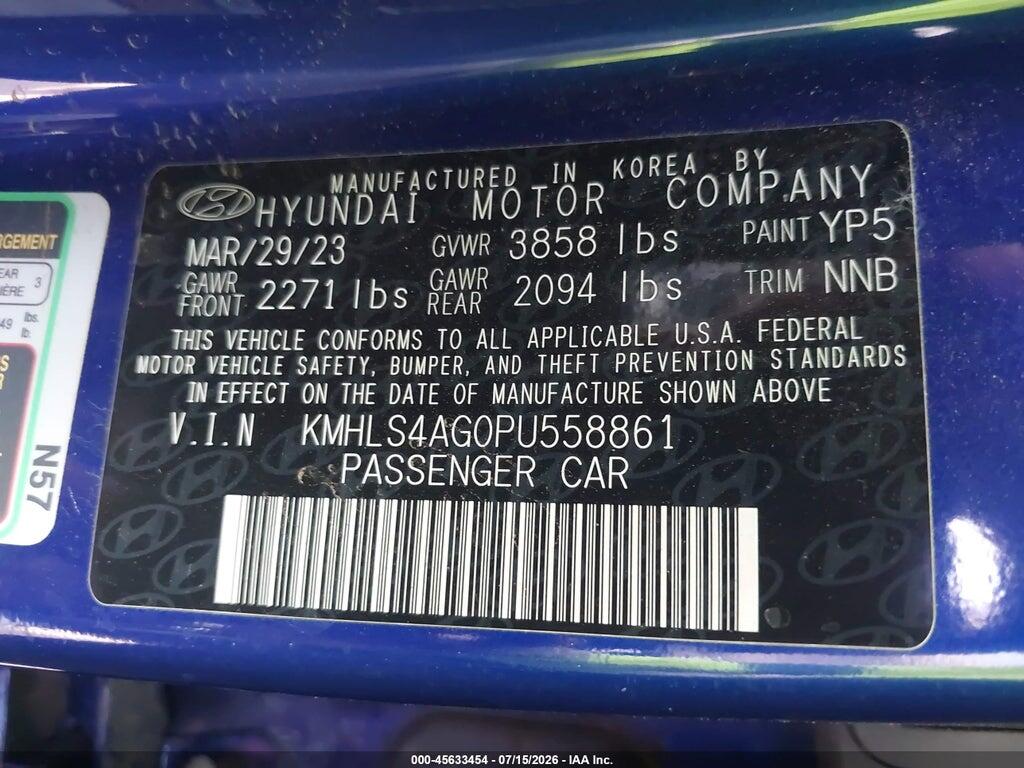KMHLS4AG0PU558861 2023 HYUNDAI ELANTRA photo no. 9