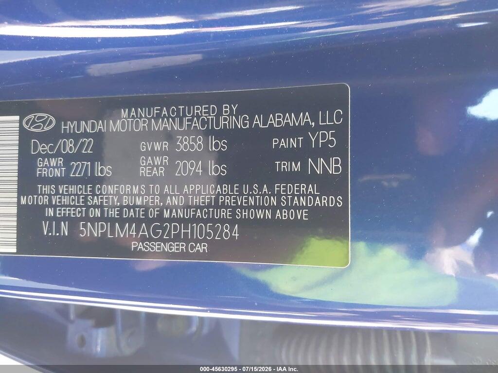 5NPLM4AG2PH105284 2023 HYUNDAI ELANTRA photo no. 9