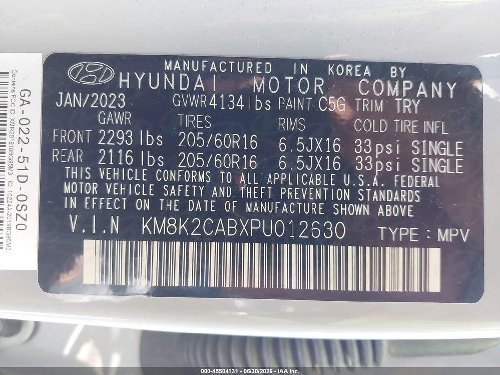 KM8K2CABXPU012630 2023 HYUNDAI KONA photo no. 9