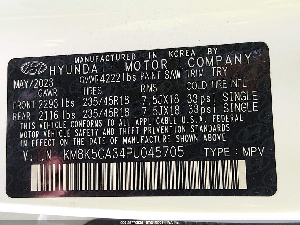KM8K5CA34PU045705 2023 HYUNDAI KONA photo no. 9