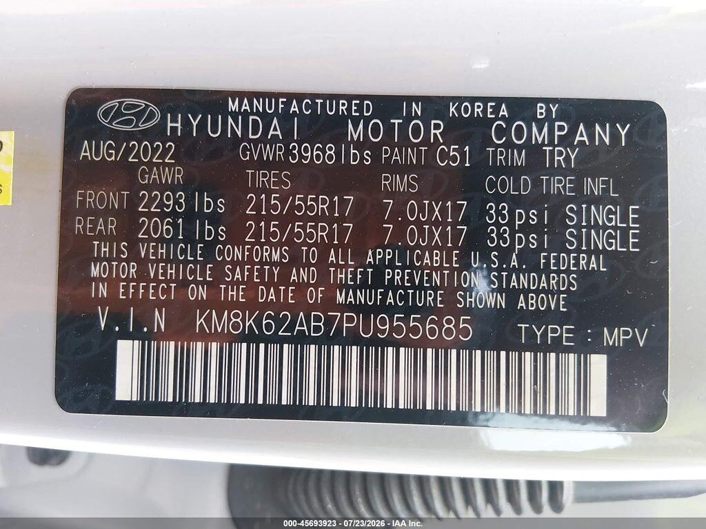 KM8K62AB7PU955685 2023 HYUNDAI KONA photo no. 9