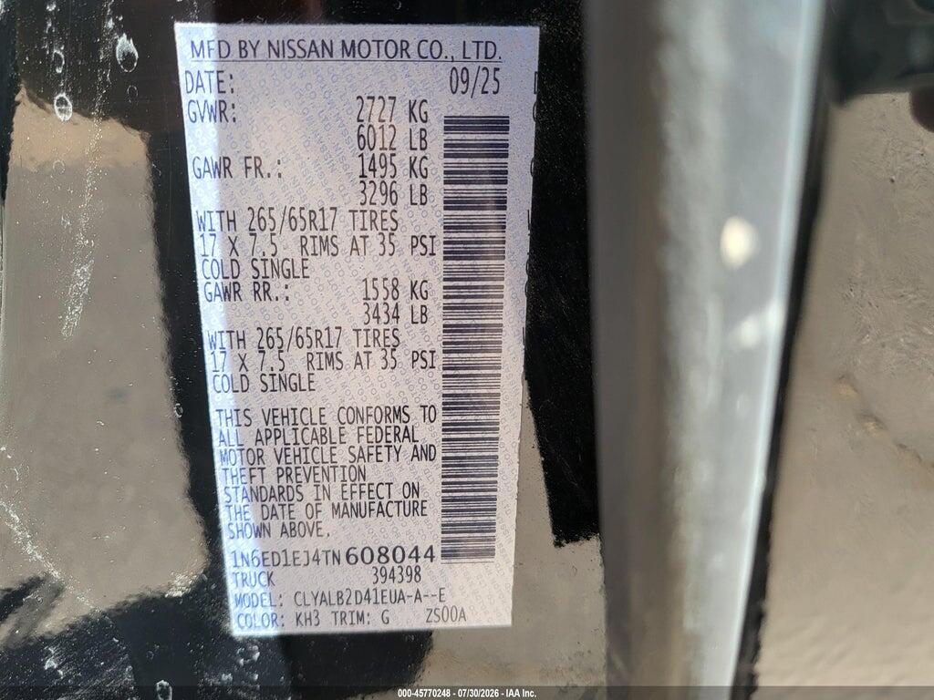 1N6ED1EJ4TN608044 2026 NISSAN FRONTIER photo no. 9