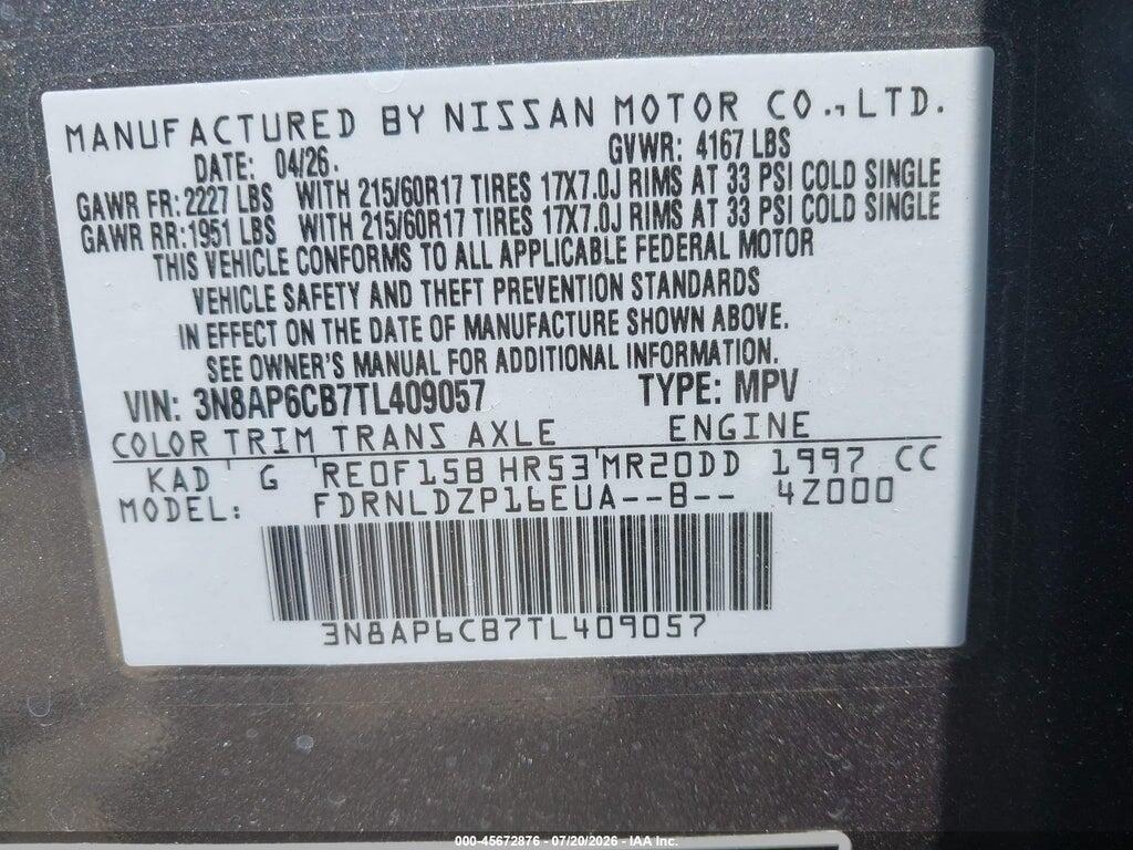 3N8AP6CB7TL409057 2026 NISSAN KICKS photo no. 9