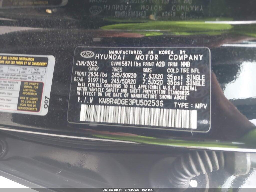 KM8R4DGE3PU502536 2023 HYUNDAI PALISADE photo no. 9