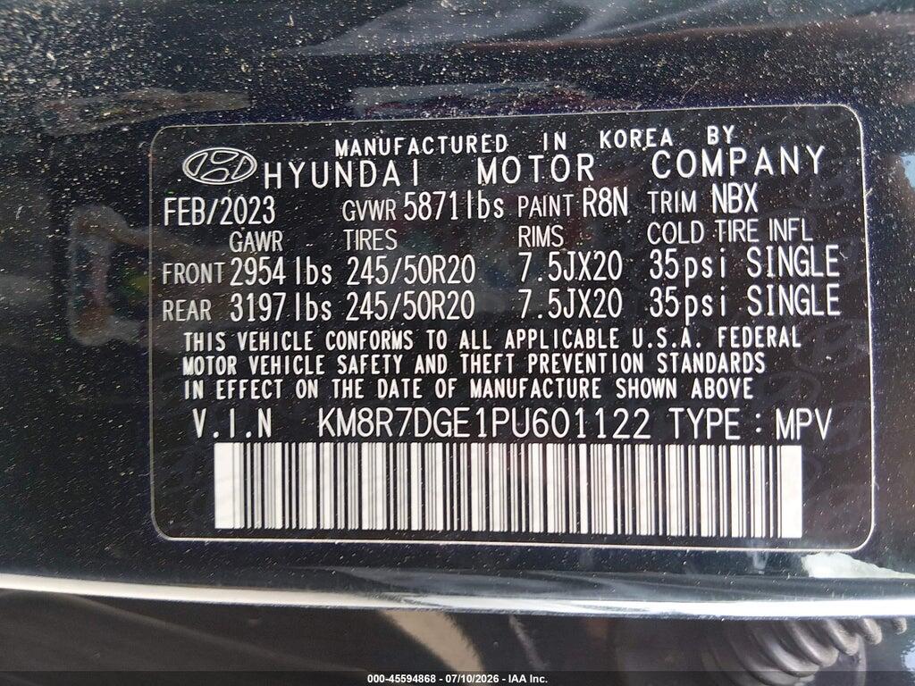 KM8R7DGE1PU601122 2023 HYUNDAI PALISADE photo no. 9