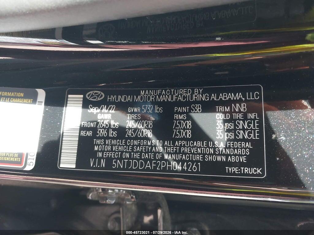 5NTJDDAF2PH044261 2023 HYUNDAI SANTA CRUZ photo no. 9