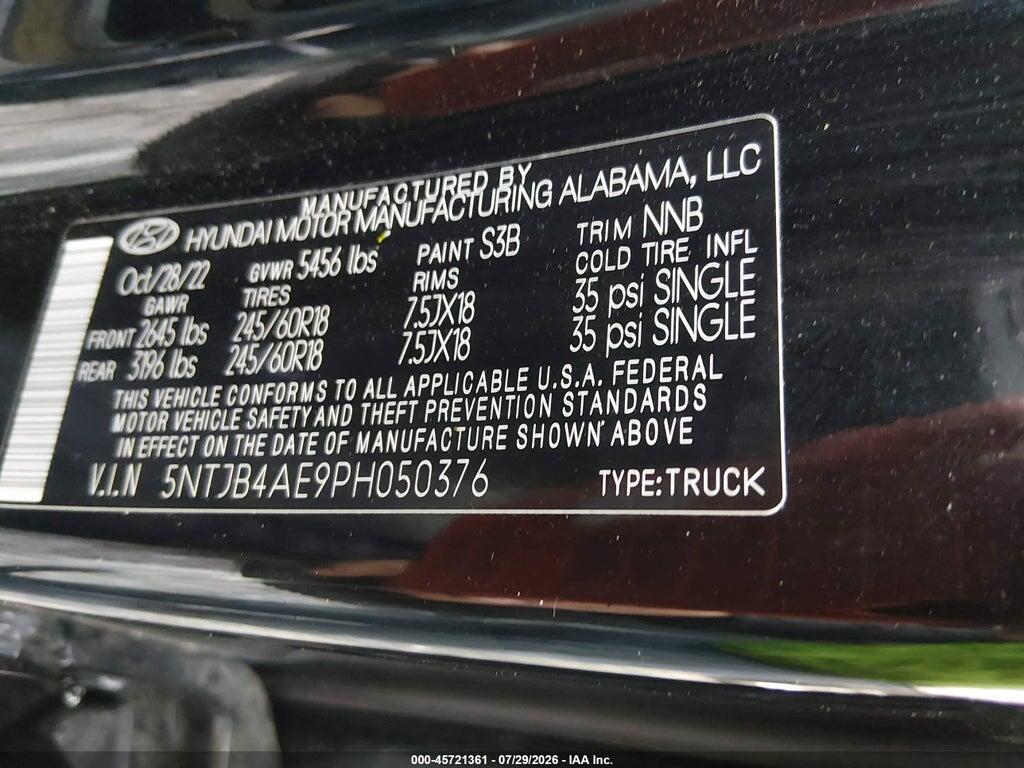5NTJB4AE9PH050376 2023 HYUNDAI SANTA CRUZ photo no. 9