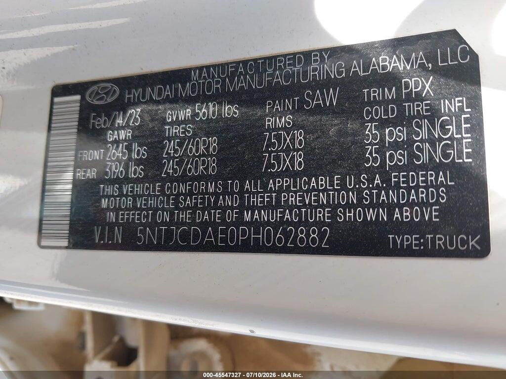 5NTJCDAE0PH062882 2023 HYUNDAI SANTA CRUZ photo no. 9