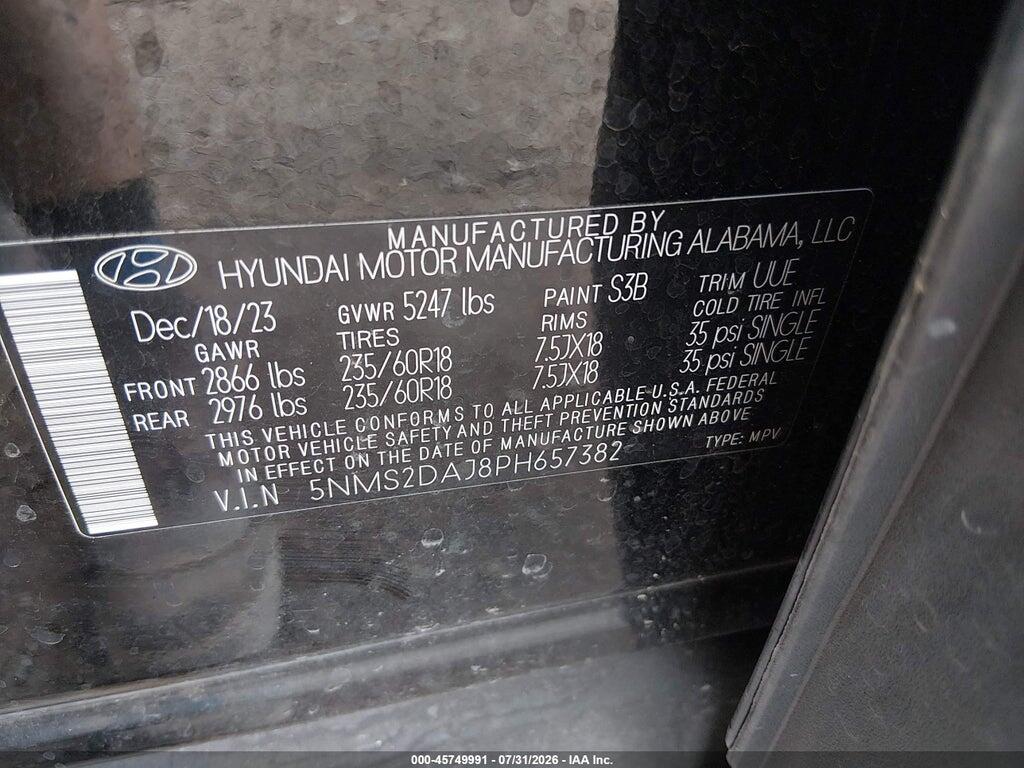 5NMS2DAJ8PH657382 2023 HYUNDAI SANTA FE photo no. 9