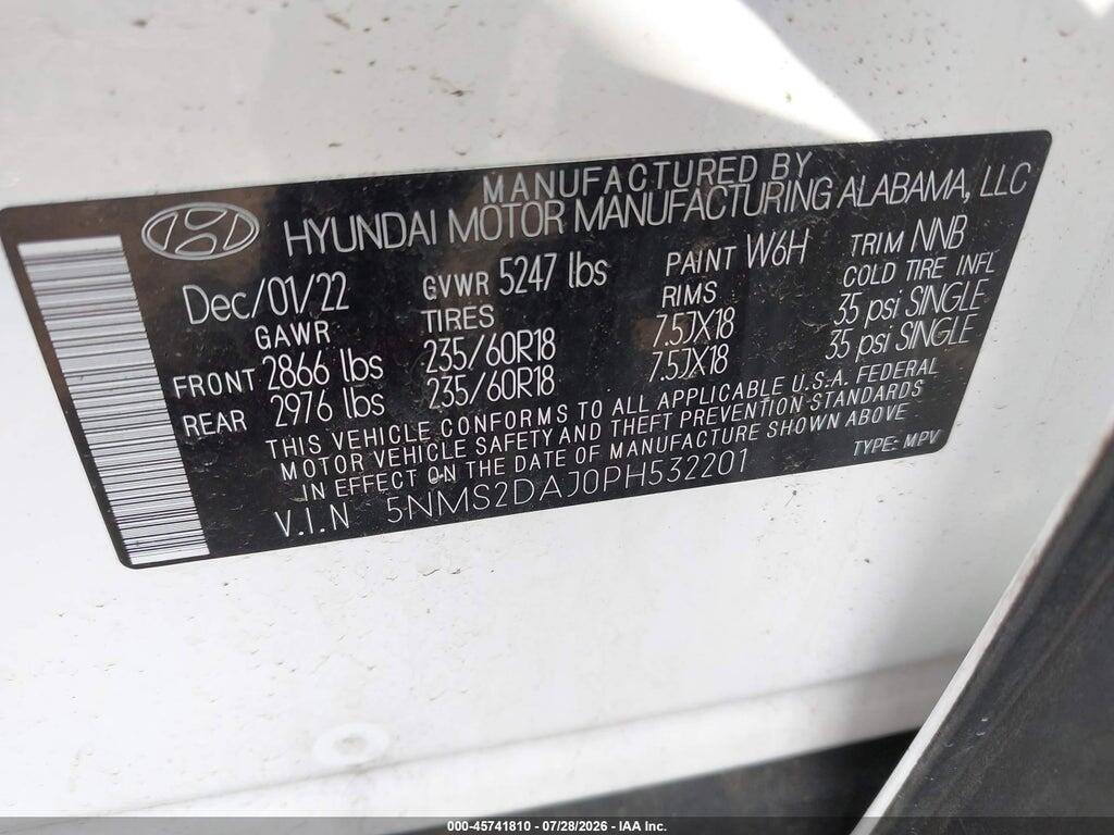 5NMS2DAJ0PH532201 2023 HYUNDAI SANTA FE photo no. 9