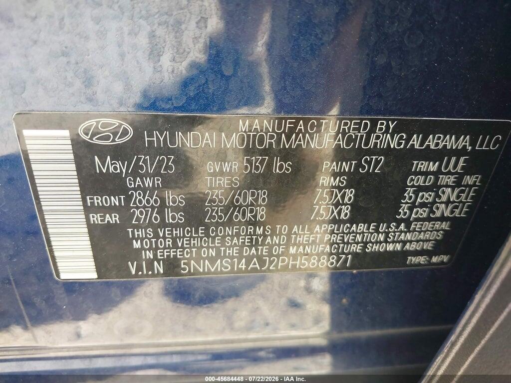 5NMS14AJ2PH588871 2023 HYUNDAI SANTA FE photo no. 9