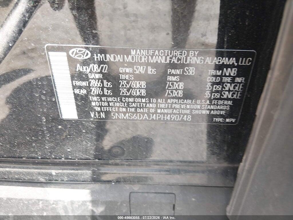 5NMS6DAJ4PH490748 2023 HYUNDAI SANTA FE photo no. 9