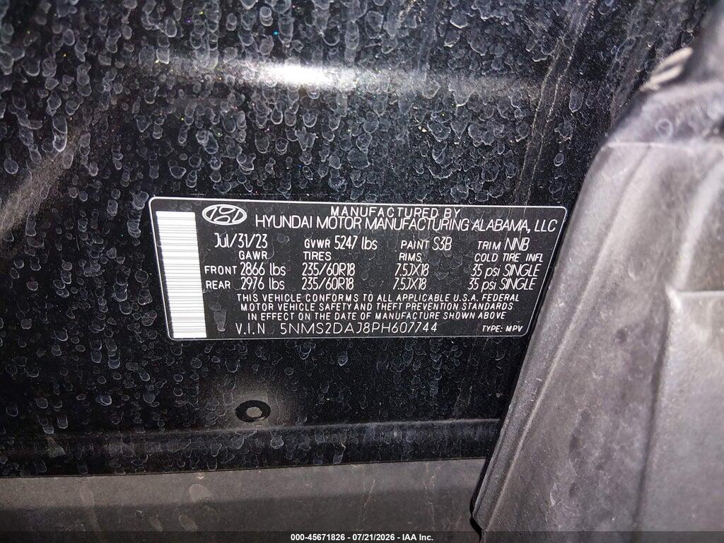 5NMS2DAJ8PH607744 2023 HYUNDAI SANTA FE photo no. 9