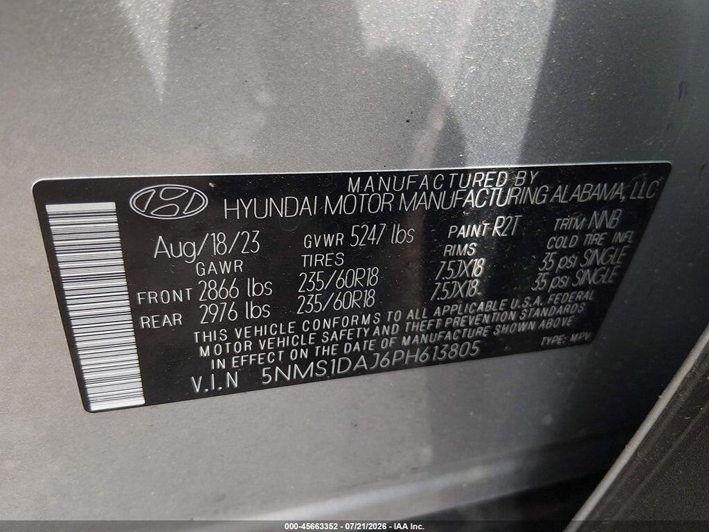 5NMS1DAJ6PH613805 2023 HYUNDAI SANTA FE photo no. 9