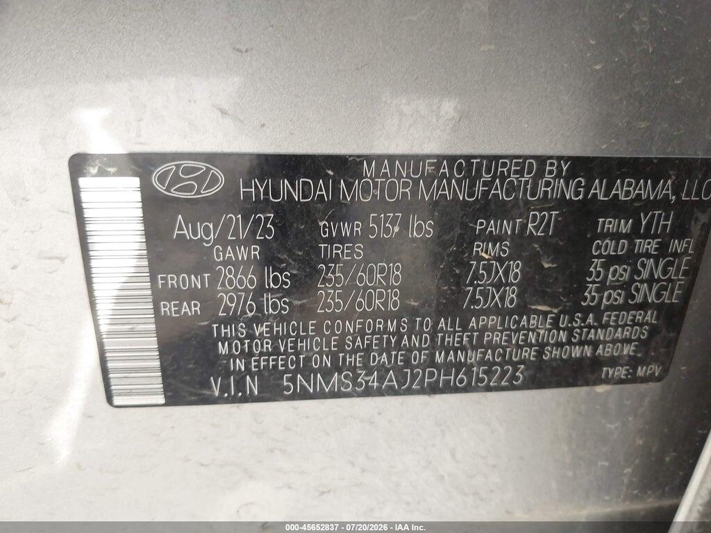 5NMS34AJ2PH615223 2023 HYUNDAI SANTA FE photo no. 9