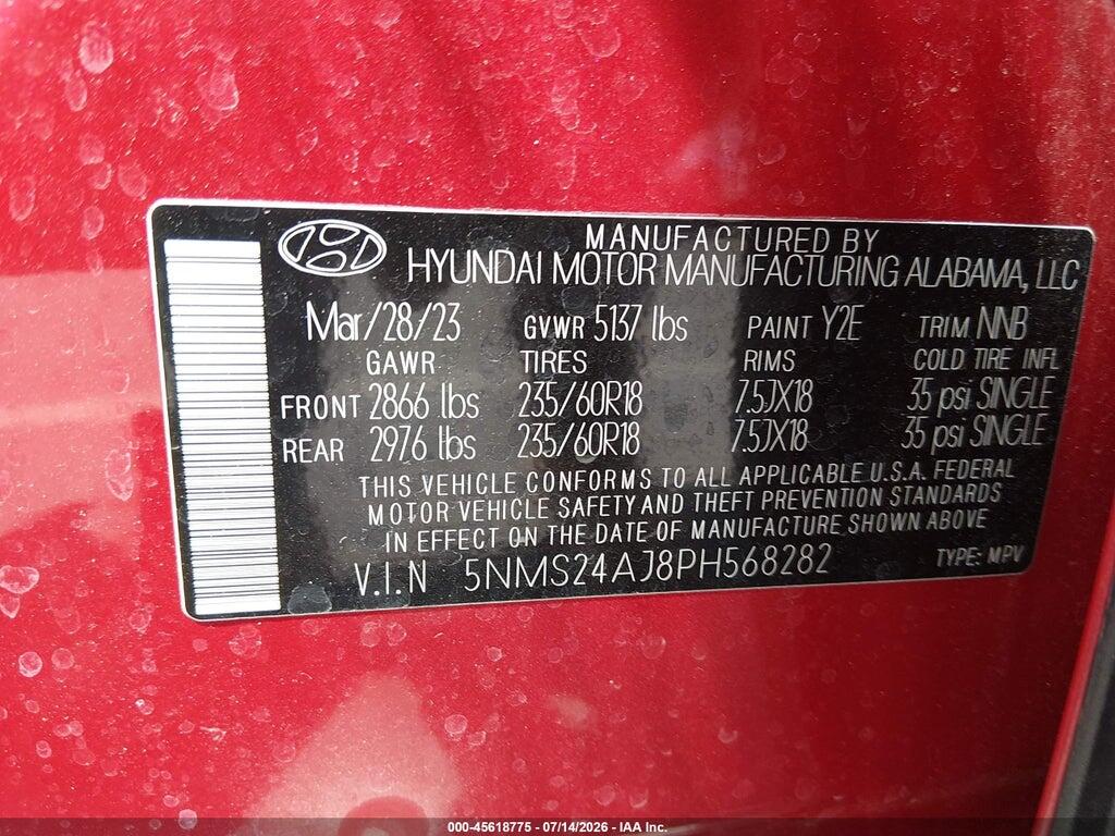 5NMS24AJ8PH568282 2023 HYUNDAI SANTA FE photo no. 9
