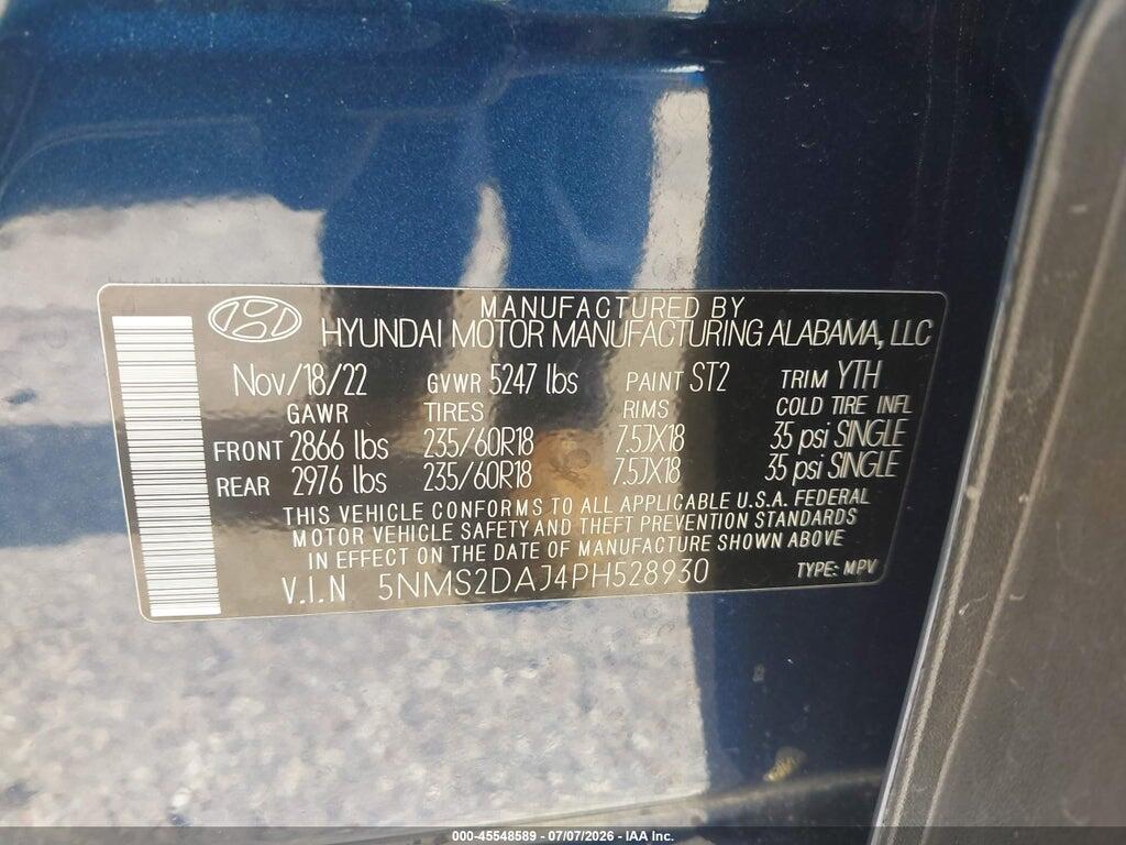 5NMS2DAJ4PH528930 2023 HYUNDAI SANTA FE photo no. 9