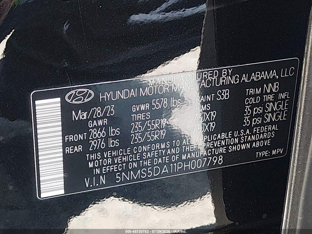 5NMS5DA11PH007798 2023 HYUNDAI SANTA FE HYBRID photo no. 9