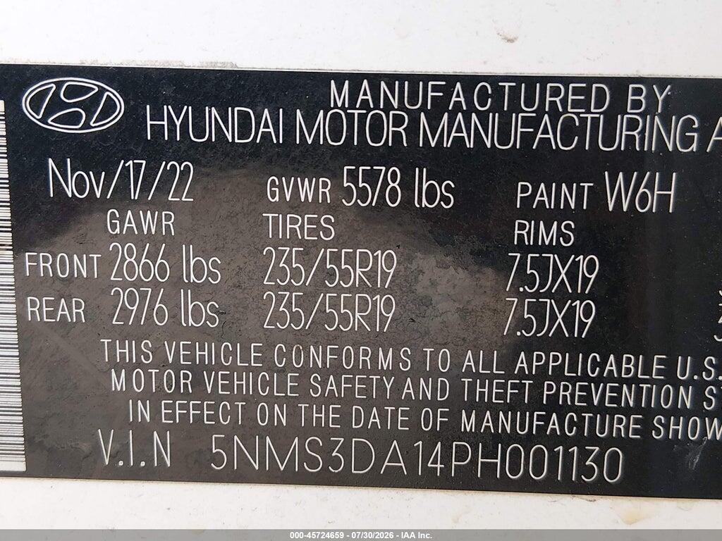 5NMS3DA14PH001130 2023 HYUNDAI SANTA FE HYBRID photo no. 9