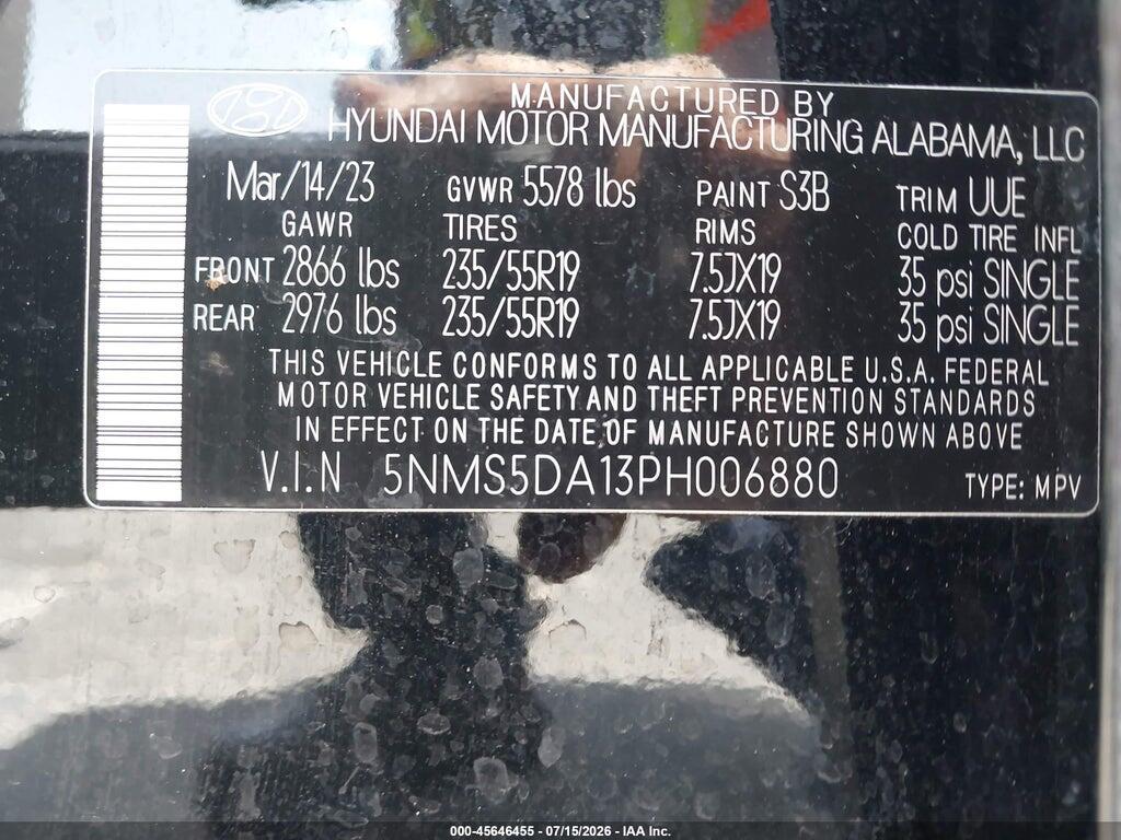 5NMS5DA13PH006880 2023 HYUNDAI SANTA FE HYBRID photo no. 9