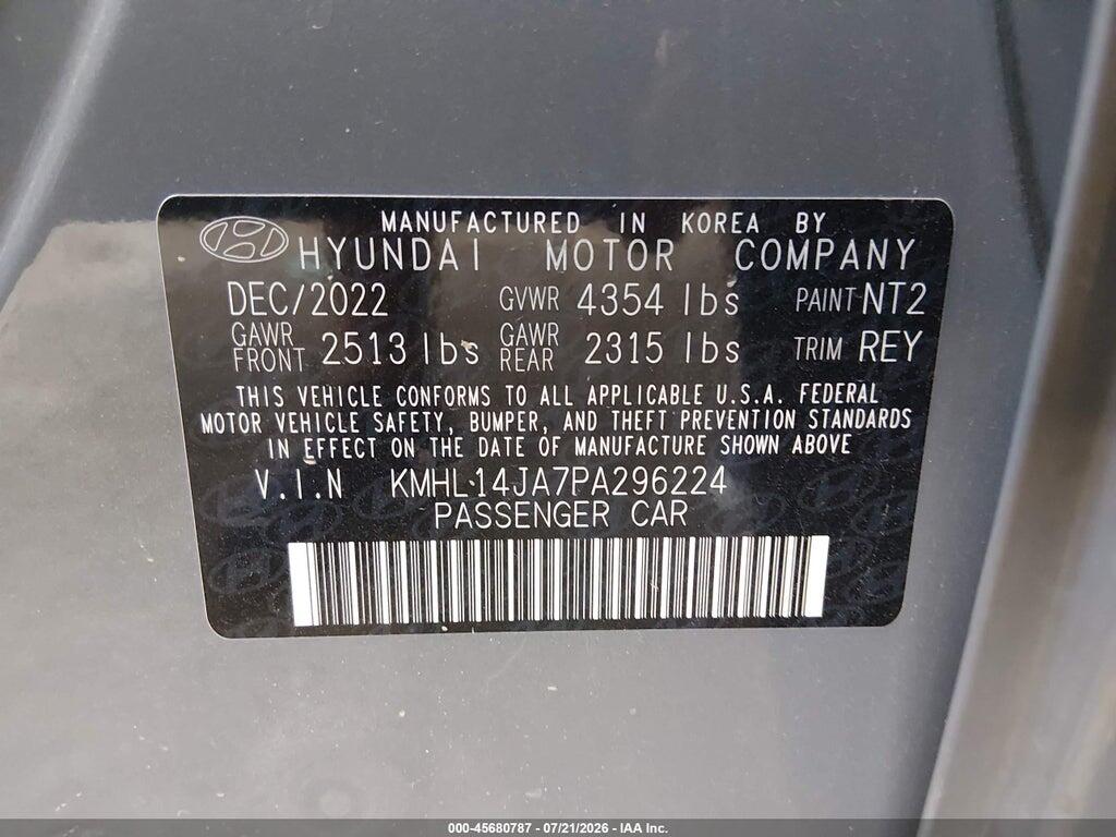 KMHL14JA7PA296224 2023 HYUNDAI SONATA photo no. 9
