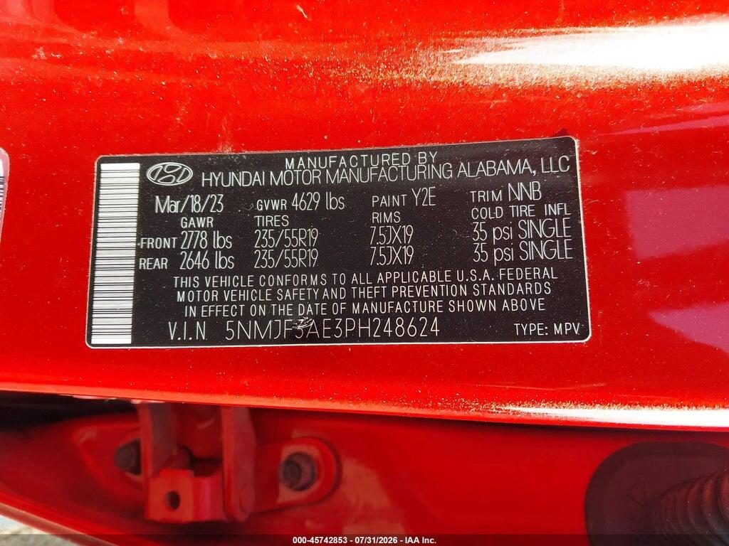 5NMJF3AE3PH248624 2023 HYUNDAI TUCSON photo no. 9