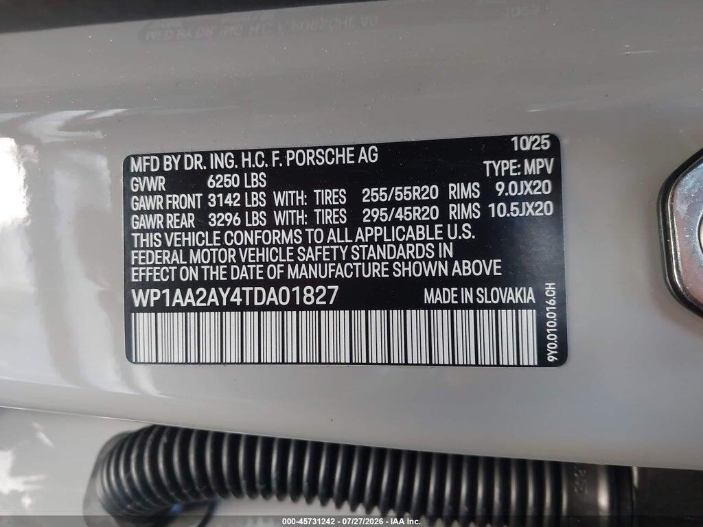 WP1AA2AY4TDA01827 2026 PORSCHE CAYENNE photo no. 9