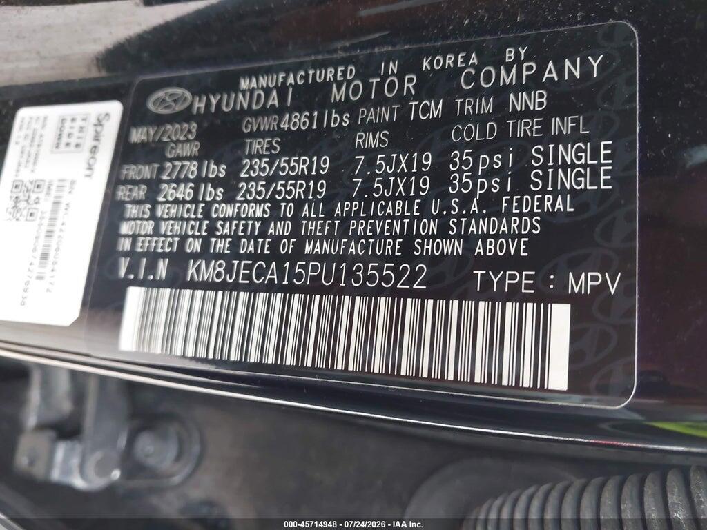 KM8JECA15PU135522 2023 HYUNDAI TUCSON HYBRID photo no. 9